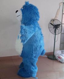 2019 Discount factory sale furry blue bear mascot costume with two small eyes for adult to wear