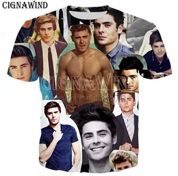 New Popular zac efron collage T-shirt Men Women 3D Printing T-shirt Harajuku Casual Summer Style Tops A52255b