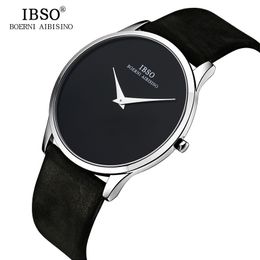 Ibso 2017 Mens Watches Top Brand Luxury 7mm Ultra-thin Dial Genuine Leather Strap Watch Men Fashion Simple Relogio Masculino Y19052301