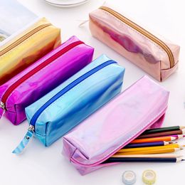 Iridescent Laser Pencil Case Quality PU School Supplies Stationery Gift Pencilcase School Cute Pencil Box School Tools VT1444