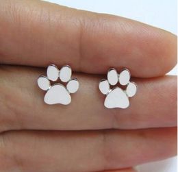 Wholesale-pet cat dog lover paw print stud earrings Puppy Memorial Minimalist earring cute animal footprint gold silver plated earring