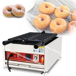 Free Shipping 17pcs 5cm Commercial Use Non-stick 110v 220v Electric Digital Mini Doughnut Donut Machine Maker Baker