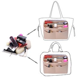 Purse Organizer Insert Shaper Felt Bag in Bag Handbag Organizer with Zipper Fit all kinds of Tote purses Cosmetic Toiletry Bags3188