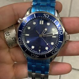 Luxury Mens Watch Sea Automatic Movement Master 42MM Blue Dial Professional 300M James Bond 007 Sapphire Stainless Steel Transparent Back