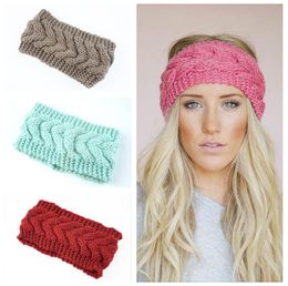 Headbands Knit Hair band Fashion Crochet Headband Winter Warm Wool Crochet Turban Girls Headwrap Scarf Elasticity Hair Accessories LSK632