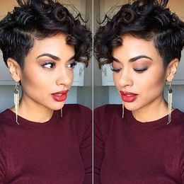 Européens Et Américains Cheveux Courts Bouclés Femme Coiffure Perruque Pelucheux Partie Des Points Noirs Africains Modèles De Célébrités Naturellement