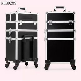 high quality women professional make up case trolley cosmetic suitcase large capacity Rolling Luggage on wheels