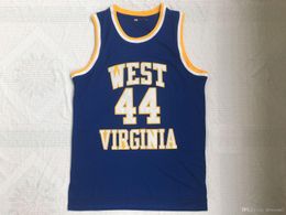 camisolas de basquetebol da faculdade retro
 Desconto NCAA West Virginia Mountaineers # 44 Jerry West College Jerseys Retro High School Basquetebol Costurado Vintage Jersey S-XXL Drop Shipping