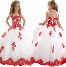 Toddler Pageant Dresses Sleeveless Pleats Tulle Ball Gown Lace Graduation Gowns Children Floor Length Open Back Flower Girl Dress