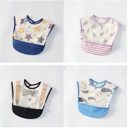 Baby Bibs Infant Cartoon Burp Cloths INS Fashion Bandana Scarf Waterproof Cotton Feeding Saliva Bibs Kid Sleeveless Reverse Clothing EZYQ372