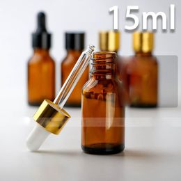 15ml Reagent Eye Dropper Bottles Amber Empty Glass Bottle Essential Oil Aromatherapy Liquid Bottle 15 ml With Pipette