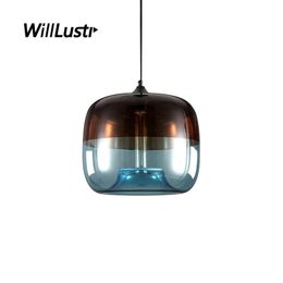 Retro Colored Glass Pendant Lamp Coffee Green Blue Suspension Light Restaurant Cafe Bistro Hotel Sitting Room Hanging Chandelier