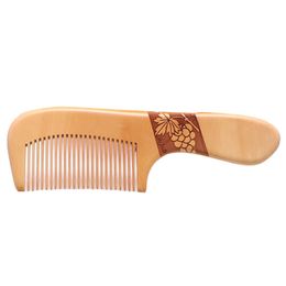 10pcs/lot Customized Engraved Your Logo Natural Peach Wooden Comb Anti-static Beard Comb Pocket Wood Combs with handle