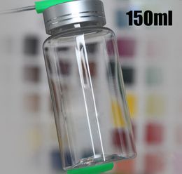 20PCS 150ml Clear PET Bottles, Solid Storages, Powder Bottle, Plastic Bottles, Empty Bottles---4 Colours Metal Caps with Self Sticky Seals