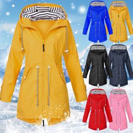 Cappotto caldo invernale da donna Autunno Giacca lunga con cappuccio da donna Giacca a vento Capispalla antivento Felpa con cappuccio con cerniera Pantaloni sportivi da esterno Cappotti sottili Solido