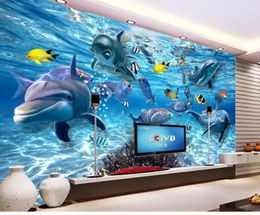 Underwater world 3D TV background wall wallpaper for walls 3 d for living room