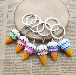 Food ice cream Keychain Pendant Key Ring Key Chain for Women Girl Backpack Keyfob Birthday Gift