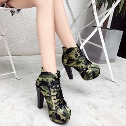 Hot Sale- women's camouflage fashion boots Summer hot sale Ankle boots 10cm hign heel sexy shoes Internet Celebrity favorate style TY-0