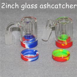 Glass Reclaim Ash Catcher Handmake Accessories with 5ml Detachable silicone container for dab oil rig 14mm ashcatcher bong and quartz bangers