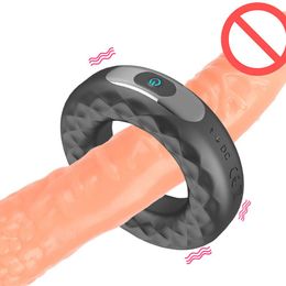 10 Speed Vibrating Penis Ring Silicone Cockring Delay Ejaculation Erection Lock Ring Penis Vibrator Sex Toys for Men J1554