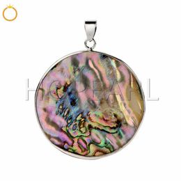 Simple Round Disc Abalone Shell Organic Cabochon Pendant Boho Chic Ocean Jewelry Rainbow Colors 5 Pieces