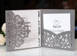 Laser Cut Wedding Invitations OEM in 41 Colors Customized Hollow With Vines Folding Personalized Wedding Invitation Cards BW-HK125
