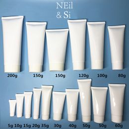 Free Shipping 5-200ml White Plastic Soft Bottle Cosmetic Hand Facial Cream Empty Squeeze Tube Shampoo Lotion Refillable Bottles