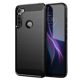 Carbon Fiber Shockproof Cover Protective flexible Silicone Case for Moto one Fusion+ hyper G fast one Pro macro vision action zoom edge+