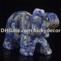 Wholesale 1.5"/2"Hand Carved Natural Blue Aventurine Sodalite Quartz Crystal Fetish Elephant Healing Guardian Statue Figurine Crafts 10pcs