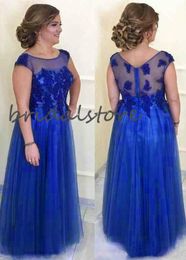 Simple Royal Blue Mothers Dresses A Line Round Neck Sleeveless Plus Size Mother Of The Bride Dresses Evening Wear Appliques Groom Mom Gowns