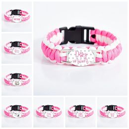 Dog Cat Mom Charm bracelets For women Mother Glass Cabochon claw Sign Pink Outdoor Sport Bangle Fashion Jewelry in Bulk