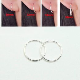 1pair Simple Round Silver Hoop Earrings 925 Sterling Silver Circle Earrings for Women Men Diy Earings Piercings Jewellery Making