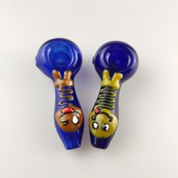 Luminous Smoking Blown Glass Hand Pipes Smile Face Glass Tobacco Spoon Pipes Mini Small Bowl Pipe Unique Pot Pipes Smoking Pieces Hookah
