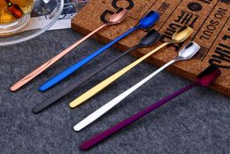 200pcs Ice Spoons Stainless Steel Square Spoon Eco Friendly Cocktail Whisks Gold Swizzle Fruit Muddlers Drinking Tools