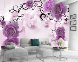 Classic 3d Wallpaper Fantasy Purple Roses Custom Romantic Living Room Bedroom Decoration Mural Wallpaper