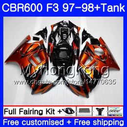 +Tank Orange black hot For HONDA CBR600FS CBR600RR CBR600 F3 1997 1998 Bodys 290HM.69 CBR 600 F3 FS CBR 600F3 97 98 CBR600F3 97 98 Fairing