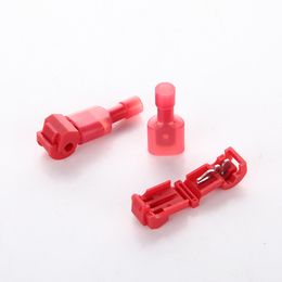 Freeshipping 100pcs Red L12 T Type Quick Splice Crimp Terminal Wire Convenient Connector For Standard 0.5-1 Wire Line Sell At A Loss USA