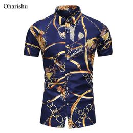 5XL 6XL 7XL Shirt Men's Summer New Fashion Personality Printed Short Sleeve Shirts Men Casual Plus Size Beach Hawaiian Shirt