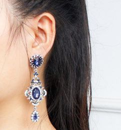 new hot European and American fashion hot style earring court style pendant strange blue earrings fashion classic exquisite elegance