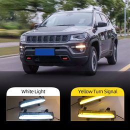 2PCS For Jeep Compass 2017 2018 2019 2020 yellow turn Signal Relay 12V LED DRL daytime running light fog lamp