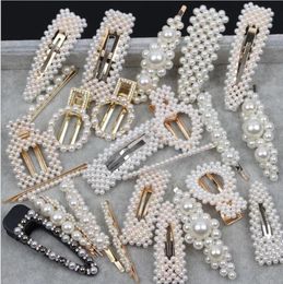 Ins Fashion Women Pearl Hair Clip Elegant Korean Beaded Metal Hair Clips Cute Lady Party Hairpins Hair Accessories headwear Gifts