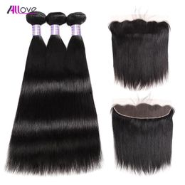 curly closures Australia - Allove Water Wave Extensions Straight Kinky Curly Human Hair Bundles Deep Loose With 13x4 Lace Frontal Closure for Women All Ages Jet Black 8-28 inch