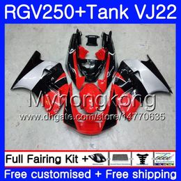 Body +Tank For SUZUKI VJ21 RGV250 88 89 90 91 92 93 hot red silvey 307HM.22 RGV-250 VJ22 RGV 250 1988 1989 1990 1991 1992 1993 Fairing kit