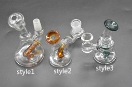 wholesale Glass Bongs 14mm female mini bongs thick glass water pipe dab oil rig bongs free shipping