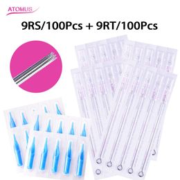 100pcs 9RS Tattoo Needles 100pcs 9RT Tattoo Nozzle Tips Kit Sterilised Tattoo Supply