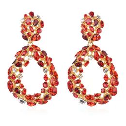 Wholesale- diamonds dangle earrings Crystal hollow charm chandelier women girl Luxurious ear Jewellery three Colours red black white