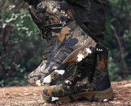 Sport mens high top camouflage waterproof combat boots antiskid military boots tactical boots fitness training walking gym jogging yakuda local online store