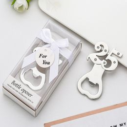10pcs/lot Free shipping 25th Design Silver beer bottle opener Number 25 opener For wedding Anniversary Birthday gifts