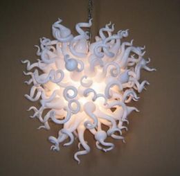 Modern Art White Blown Chandelier Pendant Antique Murano Glass Crystal Chandeliers with LED Bulbs