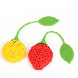 Portable Silicone Tea Infuser Strawberry Loose Infuser Tea Strainer with long handle Infusers For Loose Tea LX1496